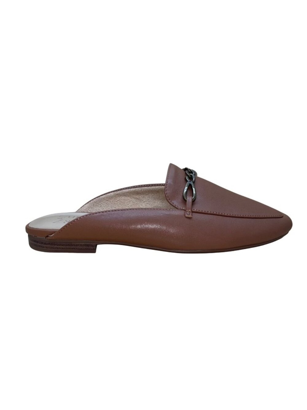 Naturalizer Women’s Brown Faux Leather Slip-On Chain Detail Mule Flats Size 8W